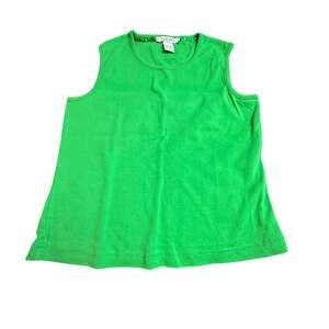 In Stitches Vintage Lime Green 100% Cotton Sleeveless Tank Top Medium